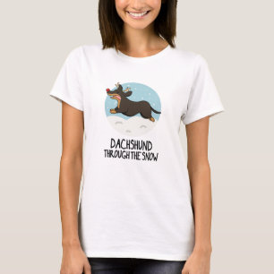Dachshund genom Snö-julpun T Shirt