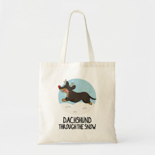 Dachshund genom Snö-julpun Tygkasse