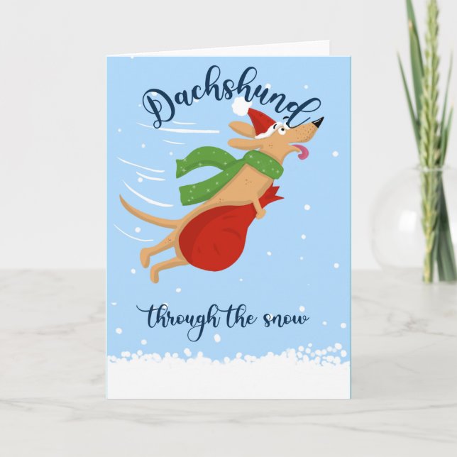 Dachshund genom Snö-kortet Kort (Framsida)
