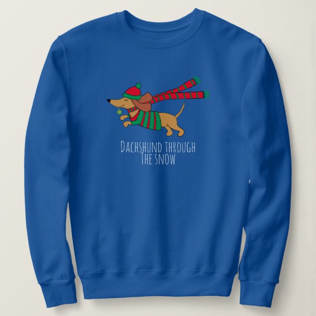 Dachshund genom Snö Långärmad T-Shirt (Design framsida)