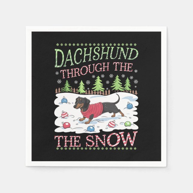 Dachshund genom Snö Pappersservett (Framsidan)