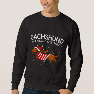 Dachshund genom Snö Rolig hund jul Lång Ärmad Tröja