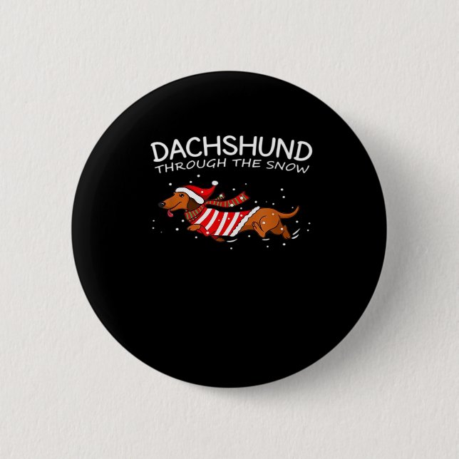 Dachshund genom Snö Rolig hund julklapp Knapp (Framsida)