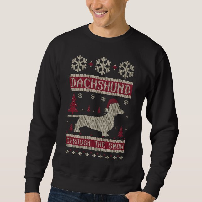 Dachshund genom Snö Sweatshirt (Framsida)