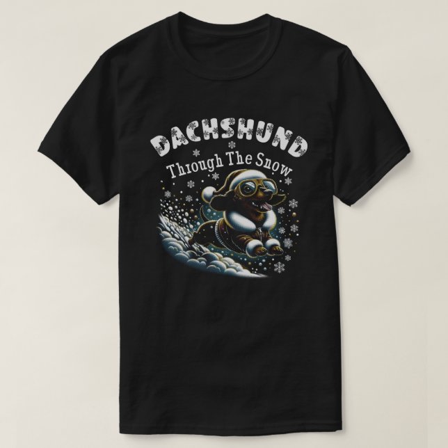 Dachshund genom Snö T Shirt (Design framsida)