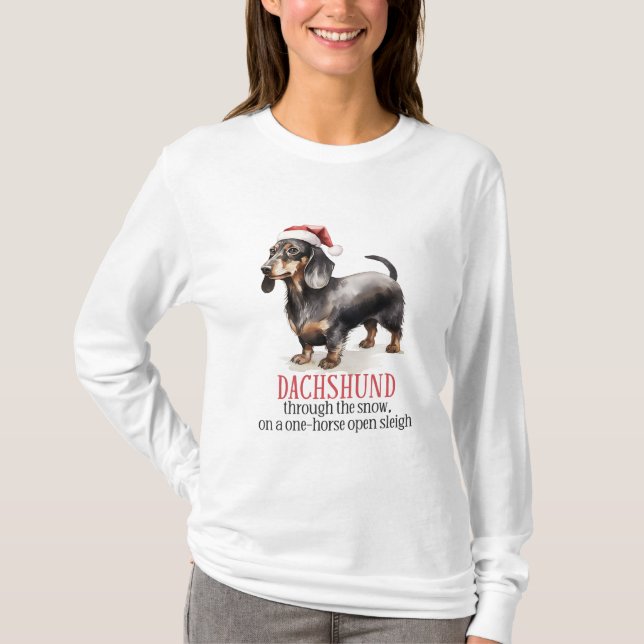 Dachshund genom Snö T Shirt (Framsida)