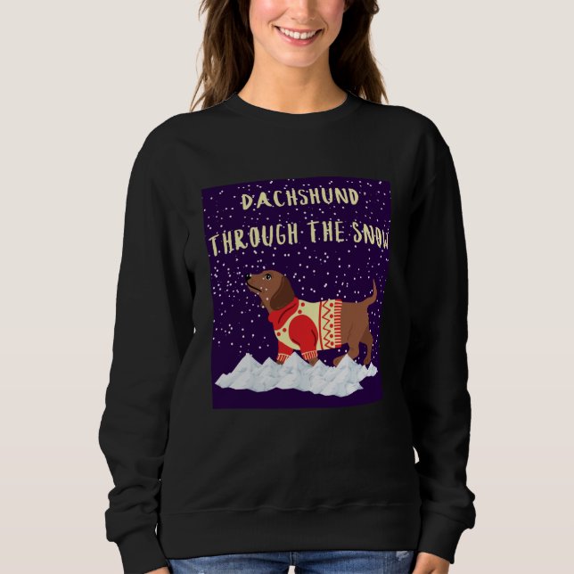 Dachshund genom Snö T Shirt (Framsida)