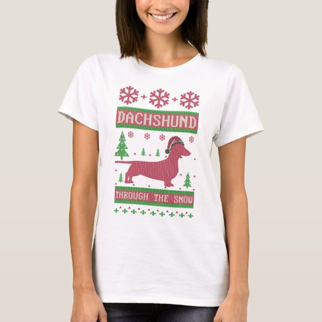 Dachshund genom Snö Tee (Framsida)