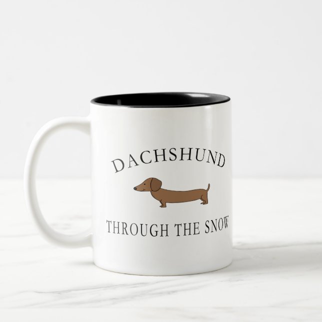 Dachshund genom Snö Två-Tonad Mugg (Vänster)