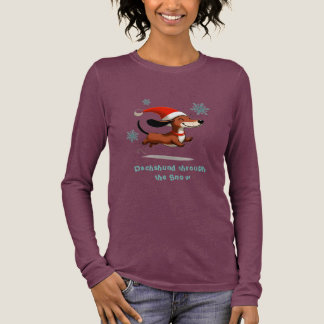 Dachshund genom snö valp hund jul t shirt