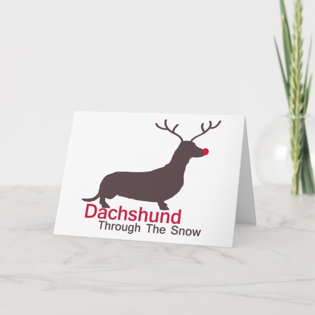 Dachshund Genom Snön Helgkort (Framsida)