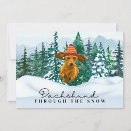 Dachshund genom snön jul kul hund julkort