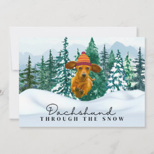 Dachshund genom snön jul kul hund julkort