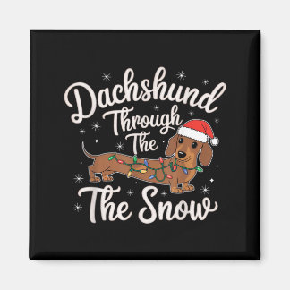Dachshund Genom Snön Juldekoration För Hund Magnet