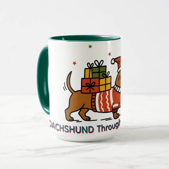 Dachshund Genom Snön  Mugg (Framsida vänster)