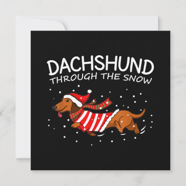 Dachshund Genom Snön Rolig Hund Jul Anteckningskort (Framsida)