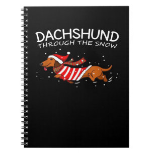 Dachshund Genom Snön Rolig Hund Jul Julkla Anteckningsbok