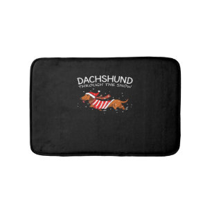 Dachshund Genom Snön Rolig Hund Jul Julkla Badrumsmatta