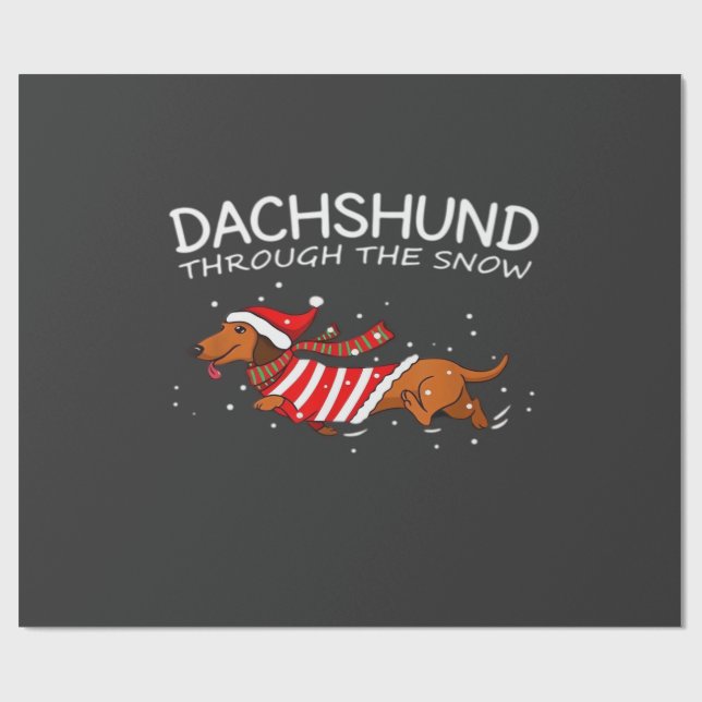 Dachshund Genom Snön Rolig Hund Jul Klassiker Presentpapper (Platt)