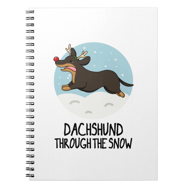 Dachshund Genom Snön Rolig Jul Puns  Anteckningsbok (Framsidan)