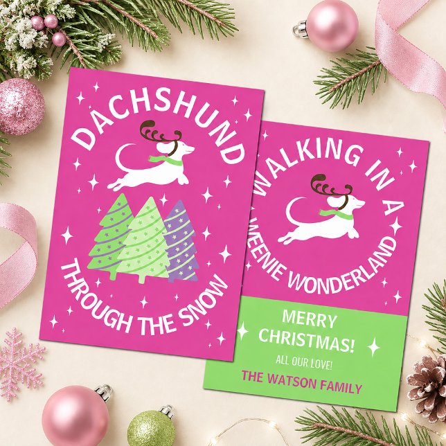 Dachshund genom snön Roligt hundjulkort Inbjudningar (Dachshund Through the Snow Funny Dog Christmas Card)