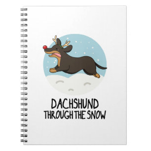 Dachshund Genom Snön Roligt Julskämt Anteckningsbok