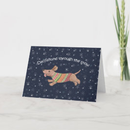 Dachshund genom snön Sausage Dog Holiday Helgkort