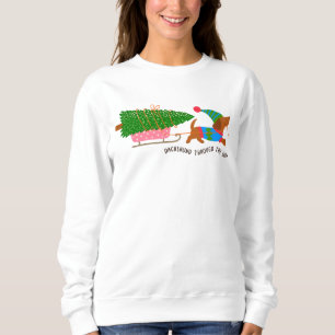 Dachshund Genom Snön Söt Jul Hund T Shirt