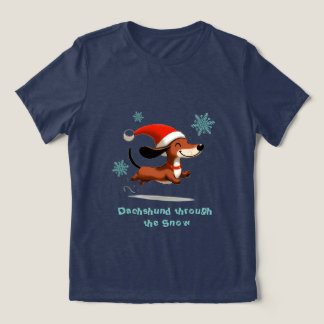 Dachshund genom snön valp hund jul t shirt