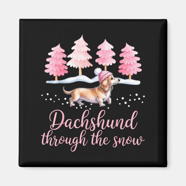 Dachshund Genom Snön Wiener Dog Jul  Magnet (Framsidan)