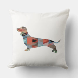 Dachshund Geometric Mönster Silhouette Kudde