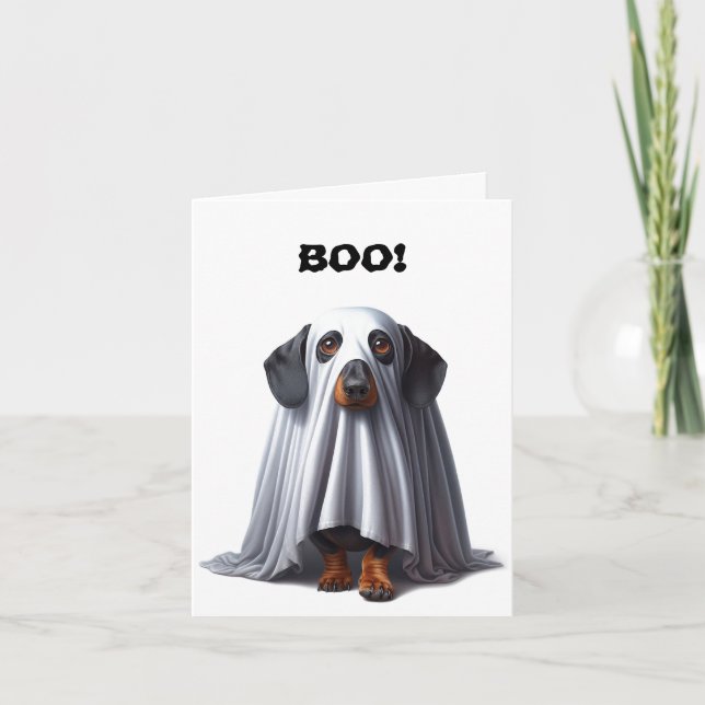 Dachshund Ghost Halloween-kort Kort (Framsida)