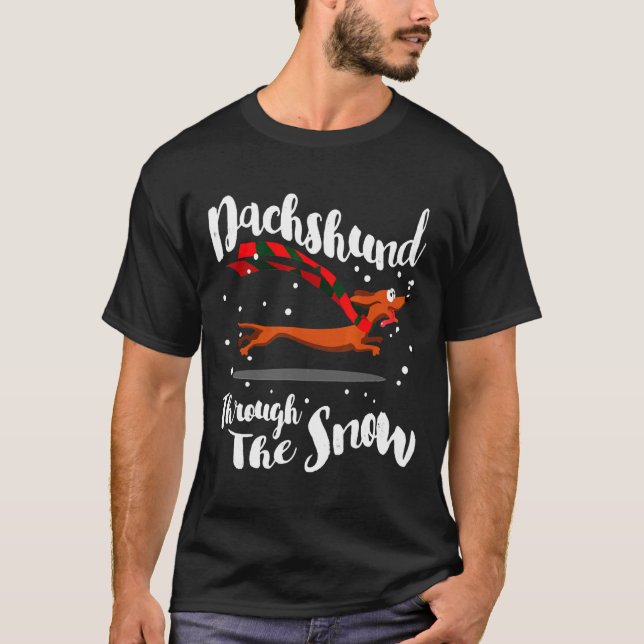 Dachshund Gif genom Snö T Shirt (Framsida)