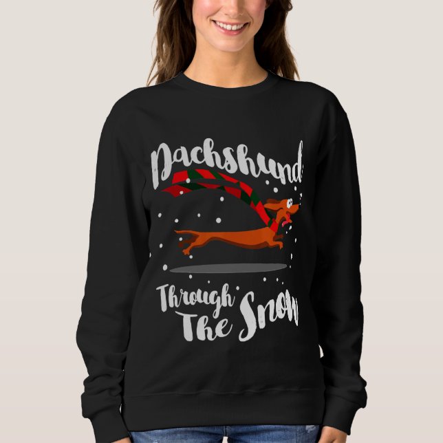 Dachshund Gif genom Snö T Shirt (Framsida)