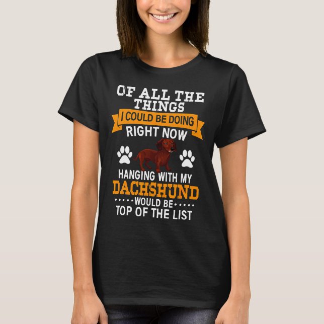 Dachshund Gif Hundägare T Shirt (Framsida)