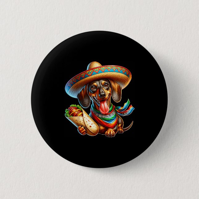 Dachshund glad Cinco de Mayo dachshund  Knapp (Framsida)