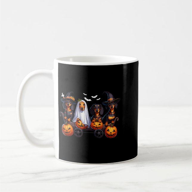 Dachshund Glad Halloweiner Rolig Halloween Hundar Kaffemugg (Vänster)