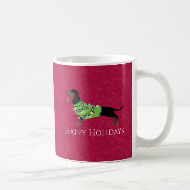 Dachshund Glad helg Design Kaffemugg (Höger)