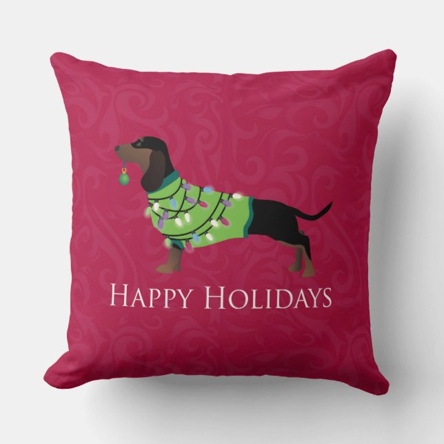 Dachshund Glad helg Design Kudde (Framsida)