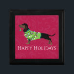 Dachshund Glad helg Design Minnesask<br><div class="desc">Denna silhuett kan också representera: Artois,  Wiener hund,  Weiner hund,  Sause Hund,  Hett Hund,  Hotdog,  Teckel,  Tweenie,  Dachshund,  Doxie,  Hound,  Standard Dachshund,  Miniature Dachshund,  Mini Dachshund,  Long-Dachshund,  Long-Dachshund,  Hunden,  Rough,  Badger Sårt doachshund,  Långhårigt doachshund,  långfristigt mini Dachshund,  långfristigt doachshund,  svart och tan,  äpple,  leksak,  Teckel,  silke,  blandning,  trådkablage</div>