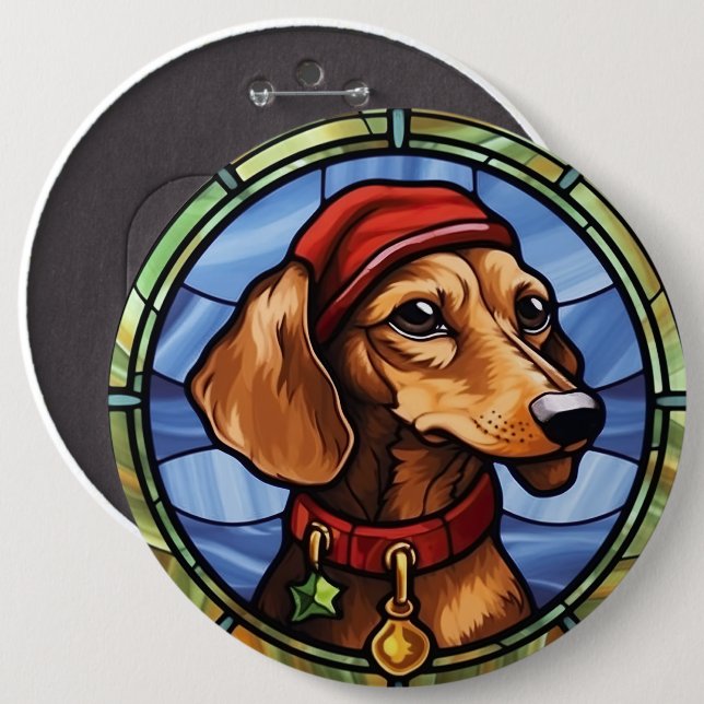 Dachshund Glass-jul Knapp (Framsida & baksida)