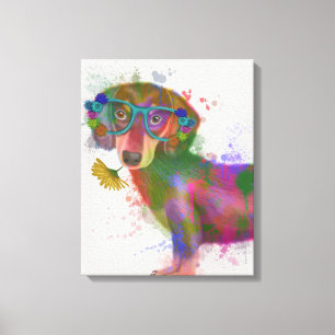 Dachshund & Glass Rainbow Stänk Canvastryck