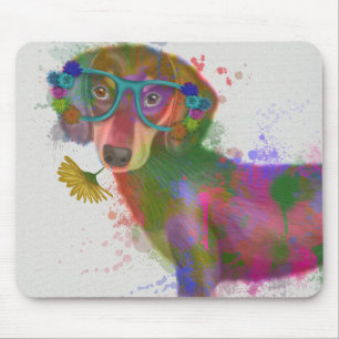 Dachshund & Glass Rainbow Stänk Musmatta