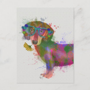 Dachshund & Glass Rainbow Stänk Vykort