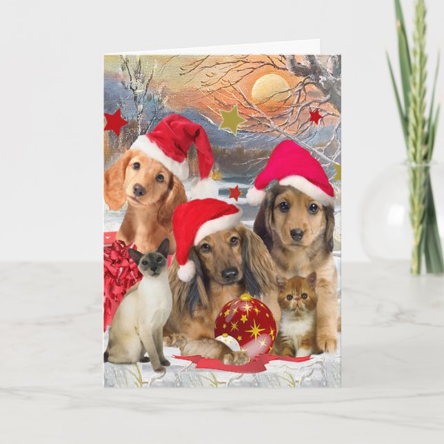Dachshund God jul cards Helgkort (Framsida)