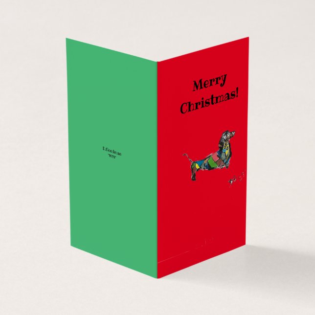 Dachshund God jul cards Kort (Utsida)