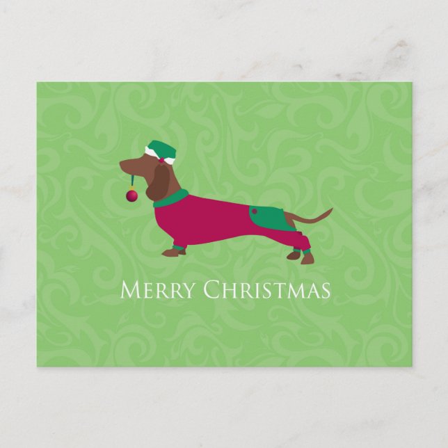 Dachshund - God jul Design Helg Vykort (Framsida)