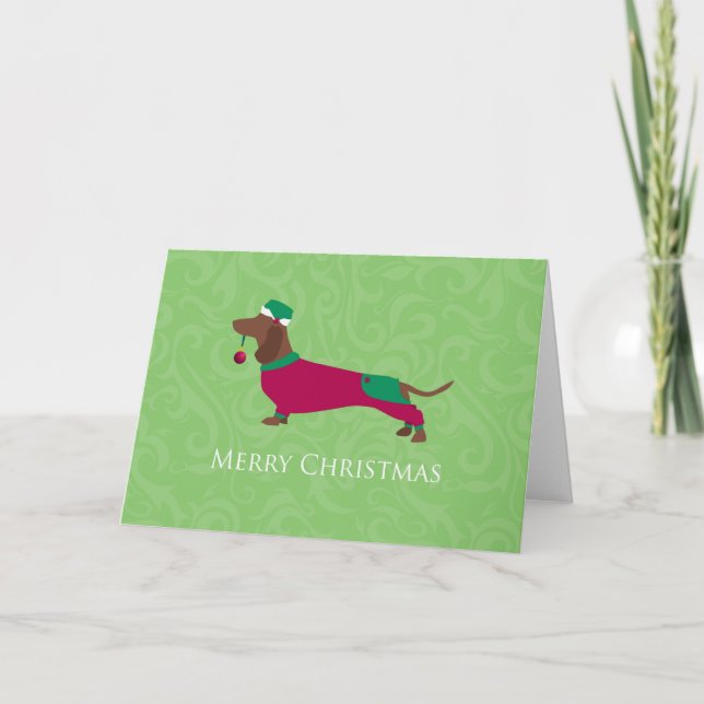 Dachshund - God jul Design Helgkort (Framsida)