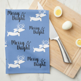 Dachshund God jul Dish Kitchen Towel Kökshandduk