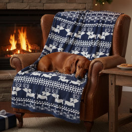 Dachshund God Jul Fair Isle Hund Blanket Fleecefilt